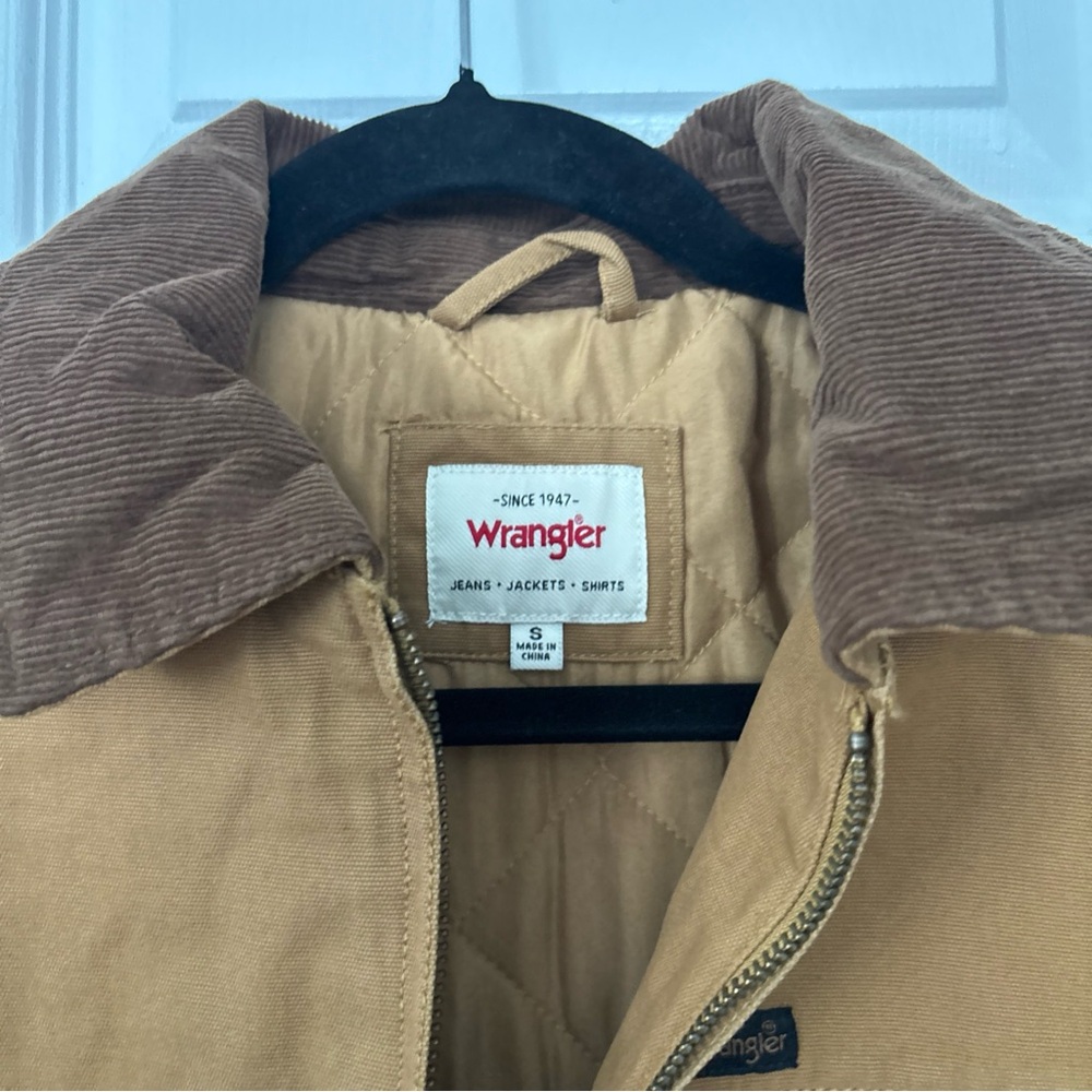Wrangler Men's Quilted Lining Corduroy Collar Canvas Work Jacket, BROWN size S/M - Picture 5 of 12